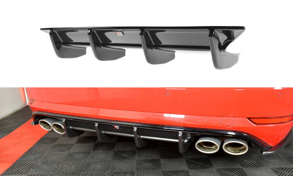 Heckansatz Diffusor passend für VW Golf R Variant Mk7 FL schwarz Hochglanz