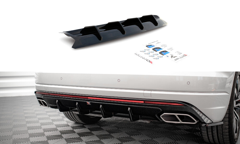 Heckansatz Diffusor passend für VW Touareg R-line Mk3 schwarz Hochglanz