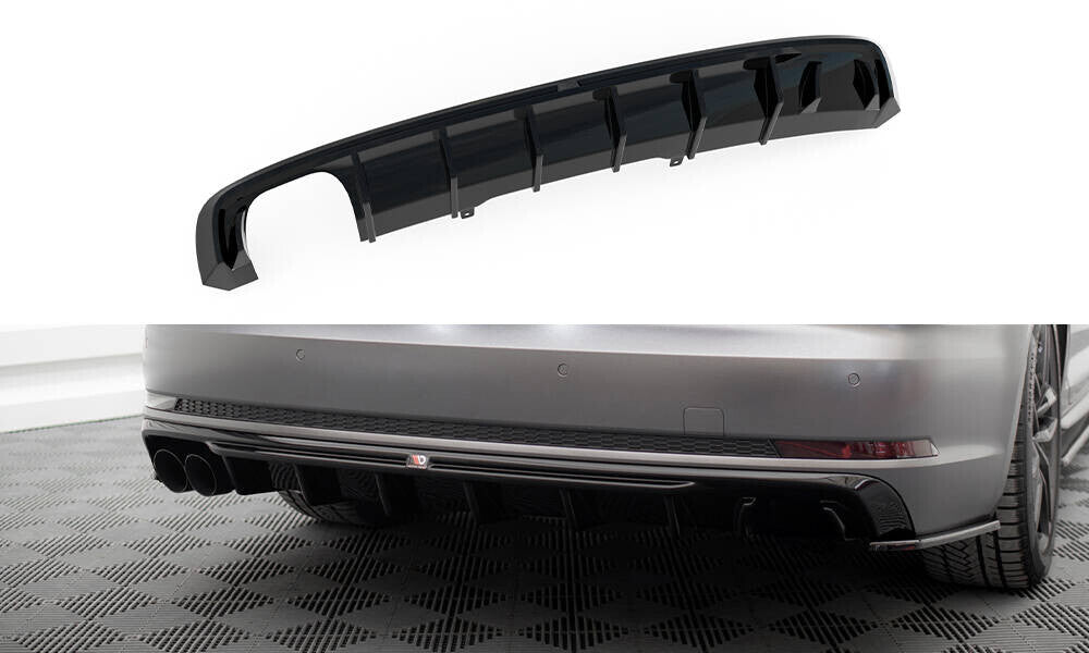 Heckansatz Diffusor V.1 passend für Audi A4 S-line B9 (Doppelauspuff li.) schwarz Hochglanz