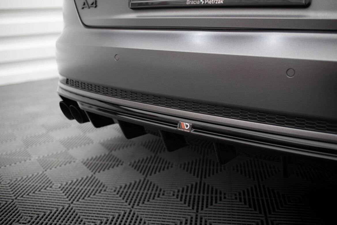 Heckansatz Diffusor V.1 passend für Audi A4 S-line B9 (Doppelauspuff li.) schwarz Hochglanz