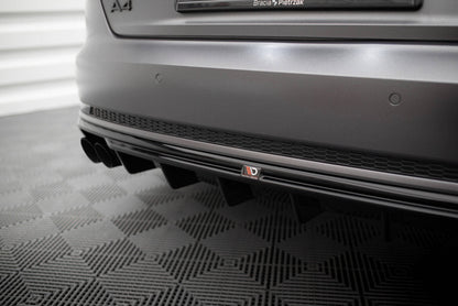Heckansatz Diffusor V.1 passend für Audi A4 S-line B9 (Doppelauspuff li.) schwarz Hochglanz