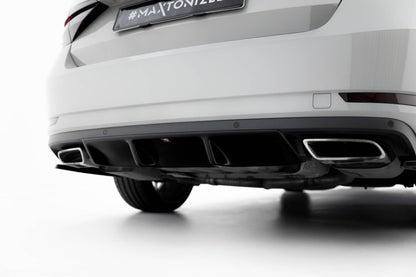 Heckansatz Diffusor V.1 passend für Skoda Superb Liftback / Combi Mk3 schwarz Hochglanz