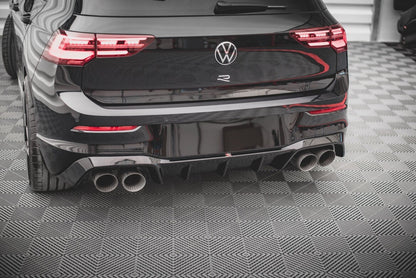 Heckansatz Diffusor V.1 passend für VW Golf R Hatchback Mk8 FL schwarz Hochglanz