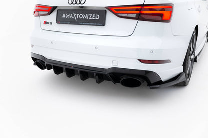 Heckansatz Diffusor V.2 passend für Audi RS3 Limousine 8V FL schwarz Hochglanz