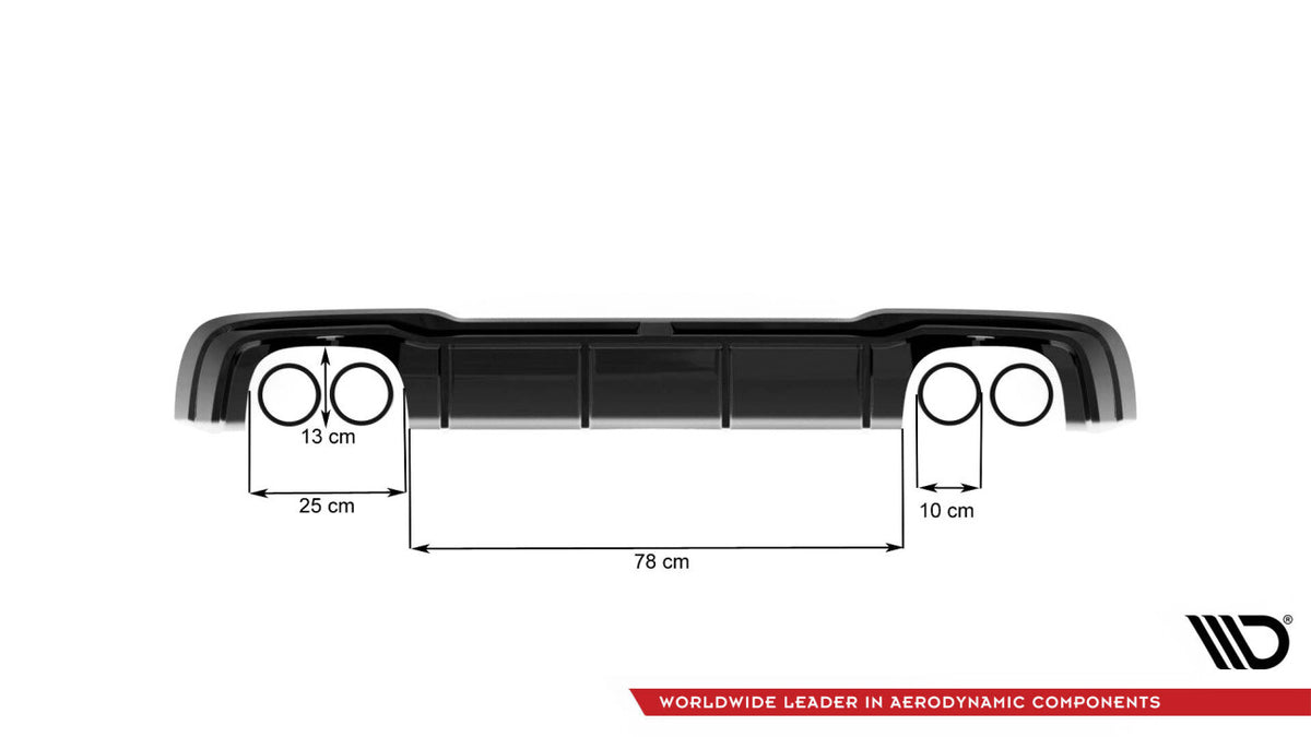 Heckansatz Diffusor V.2 passend für Audi RS3 Sportback 8V FL schwarz Hochglanz
