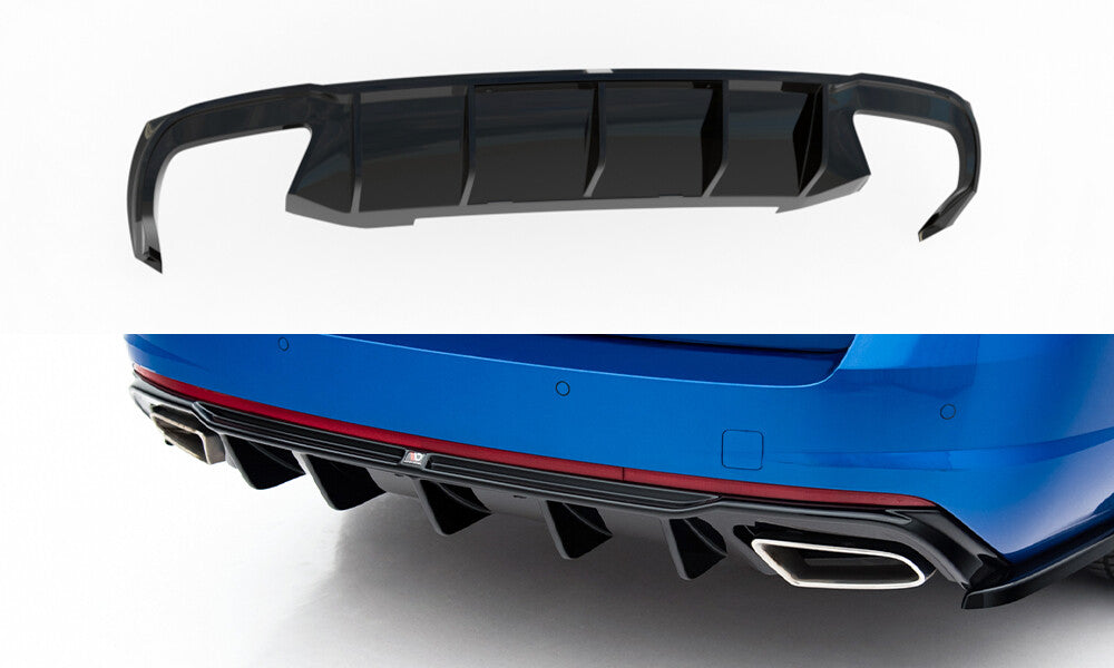 Heckansatz Diffusor V.2 passend für Skoda Octavia RS Mk3 / Mk3 FL Hatchback / Kombi schwarz Hochglanz