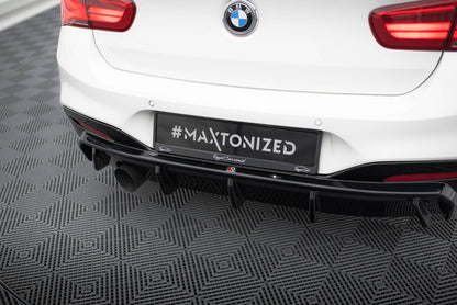 Heckansatz Diffusor V.3 passend für BMW 1er M-Paket F20 FL (Einzelauspuff li.) schwarz Hochglanz