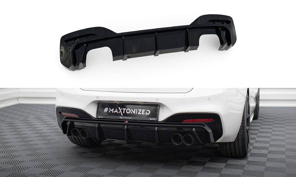 Heckansatz Diffusor V.3 passend für BMW 1er M-Paket / M140i F20 FL (Doppelauspuff li. re.) schwarz Hochglanz