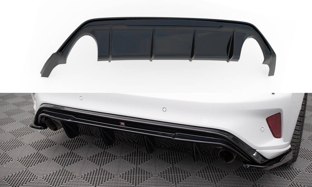 Heckansatz Diffusor V.3 passend für Ford Focus Hatchback ST Mk4 schwarz Hochglanz