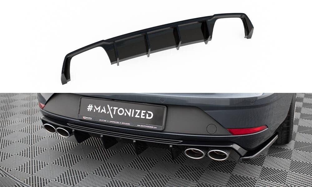 Heckansatz Diffusor V.3 passend für Seat Leon CUPRA ST Mk3 FL schwarz Hochglanz