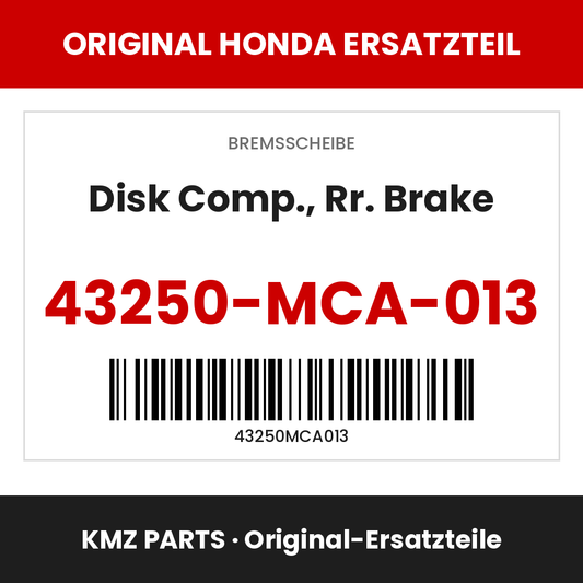 Honda Original Disk Comp., Rr. Brake 43250-MCA-013