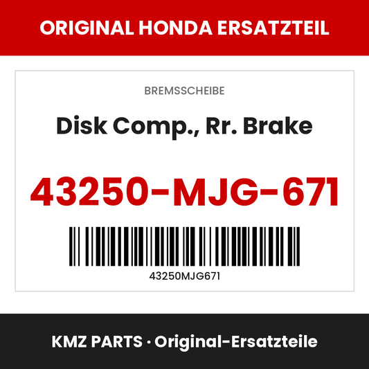 Honda Original Disk Comp., Rr. Brake 43250-MJG-671