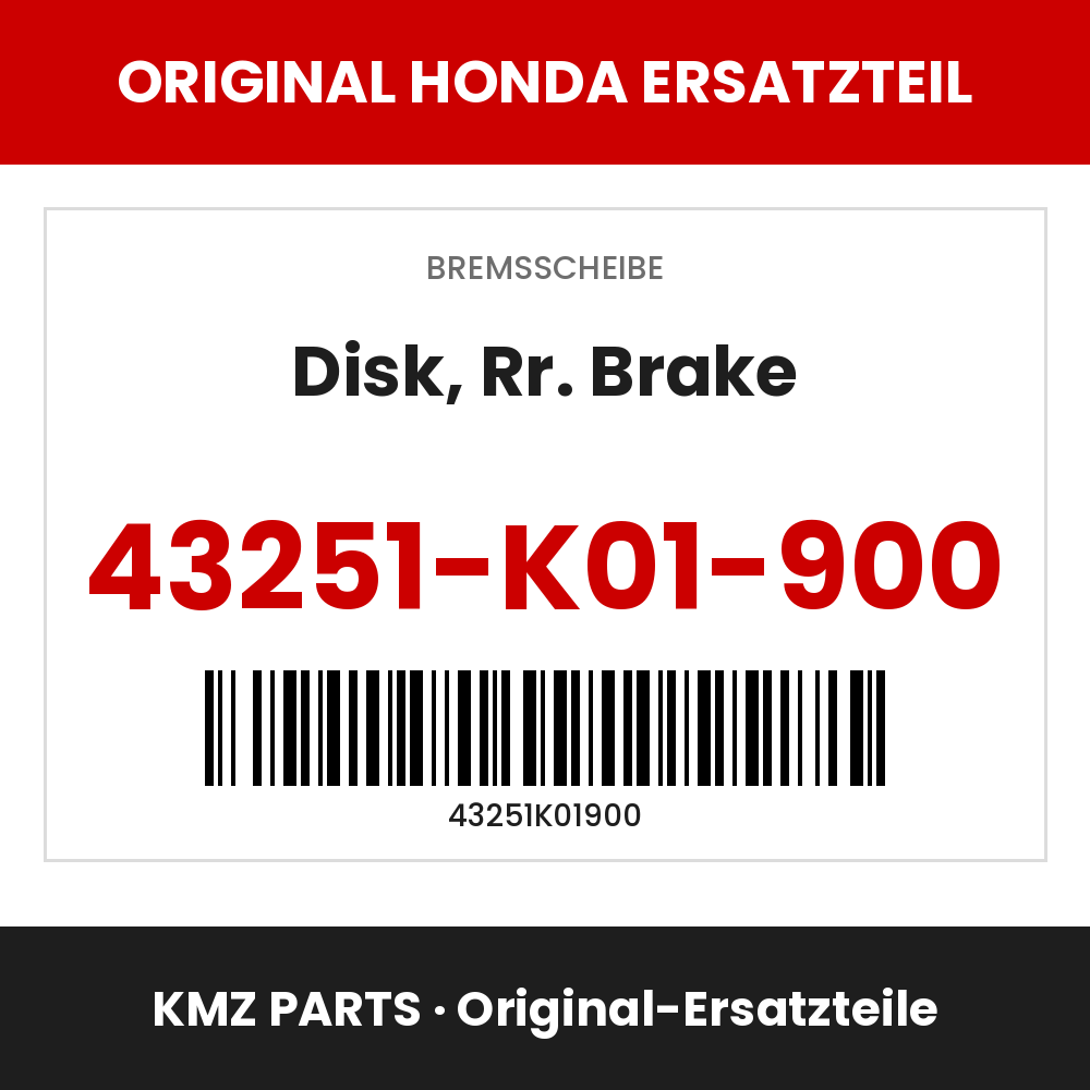 Honda Original Disk, Rr. Brake 43251-K01-900