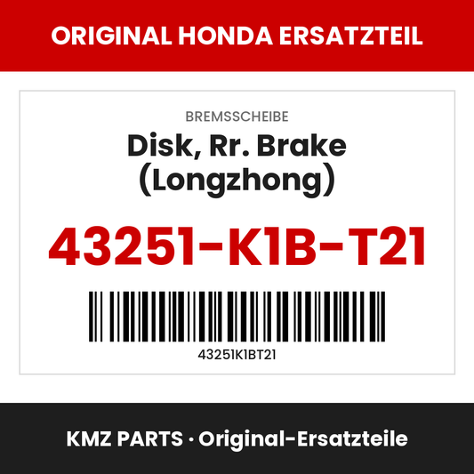 Honda Original Disk, Rr. Brake (Longzhong) 43251-K1B-T21