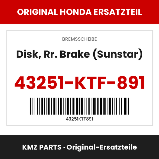 Honda Original Disk, Rr. Brake (Sunstar) 43251-KTF-891