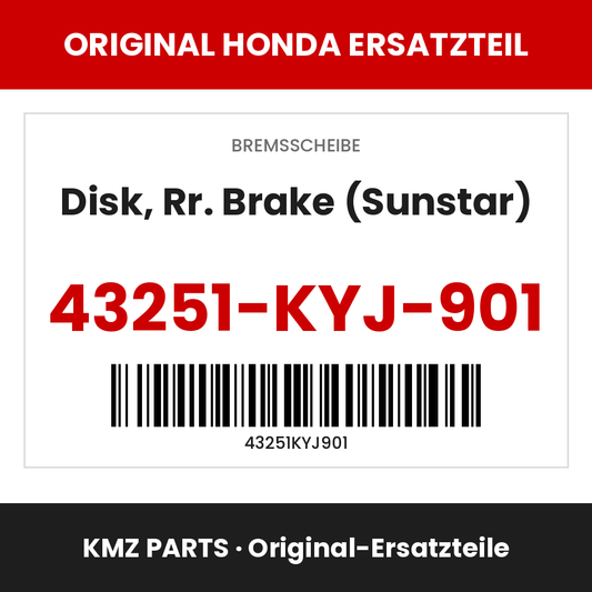 Honda Original Disk, Rr. Brake (Sunstar) 43251-KYJ-901