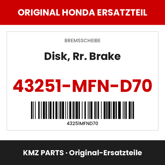 Honda Original Disk, Rr. Brake 43251-MFN-D70