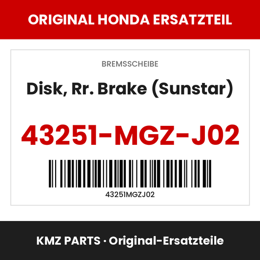 Honda Original Disk, Rr. Brake (Sunstar) 43251-MGZ-J02