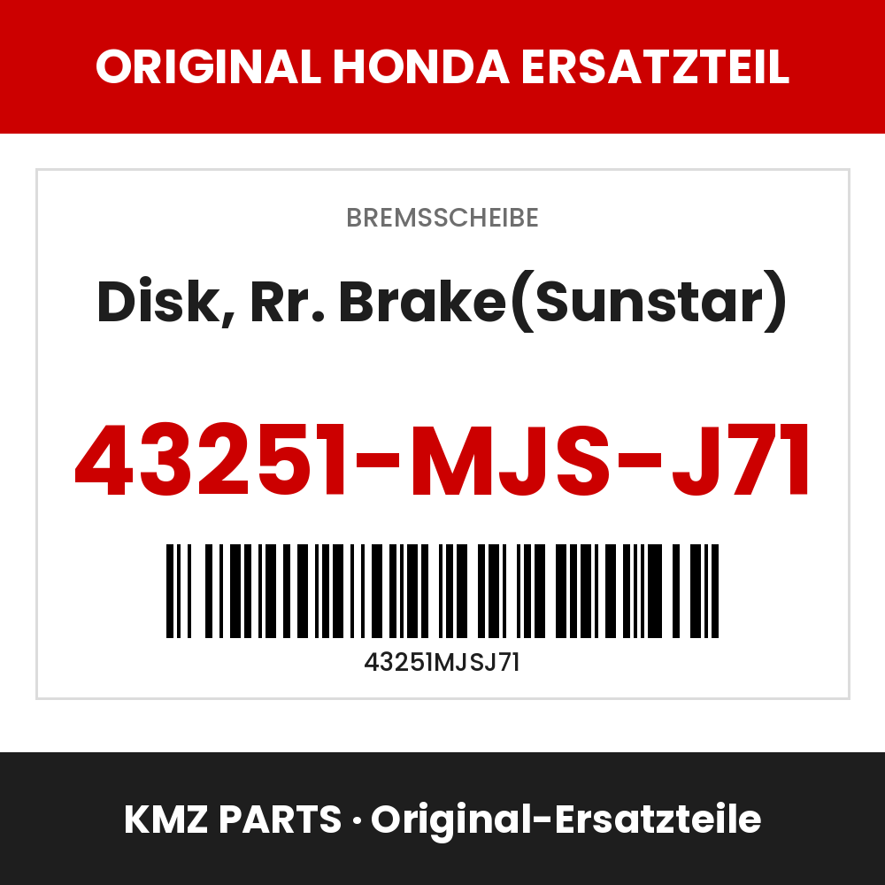 Honda Original Disk, Rr. Brake(Sunstar) 43251-MJS-J71