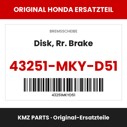 Honda Original Disk, Rr. Brake 43251-MKY-D51