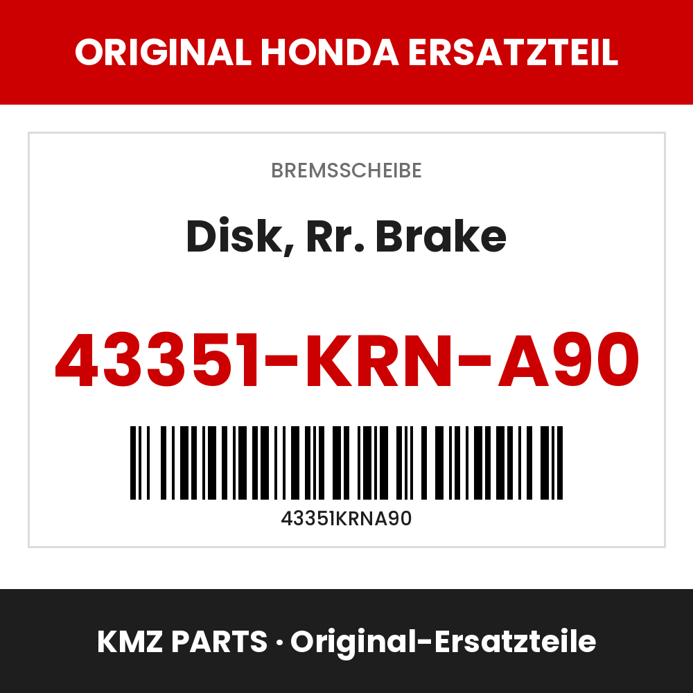 Honda Original Disk, Rr. Brake 43351-KRN-A90