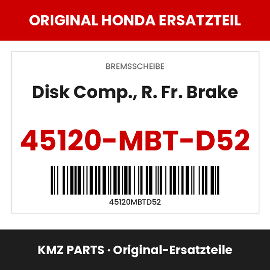Honda Original Disk Comp., R. Fr. Brake 45120-MBT-D52