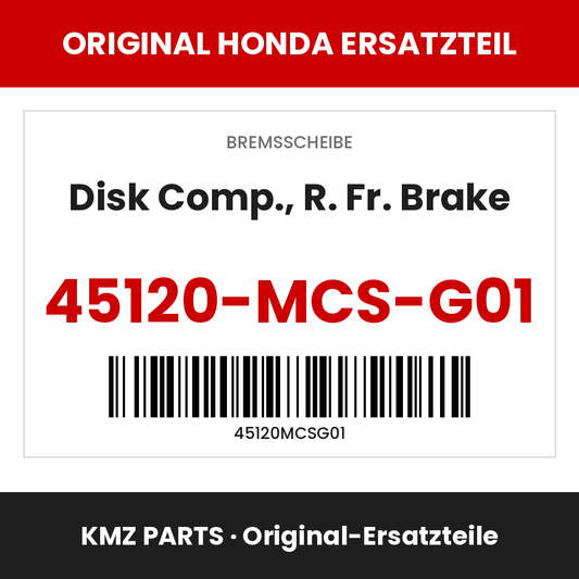 Honda Original Disk Comp., R. Fr. Brake 45120-MCS-G01