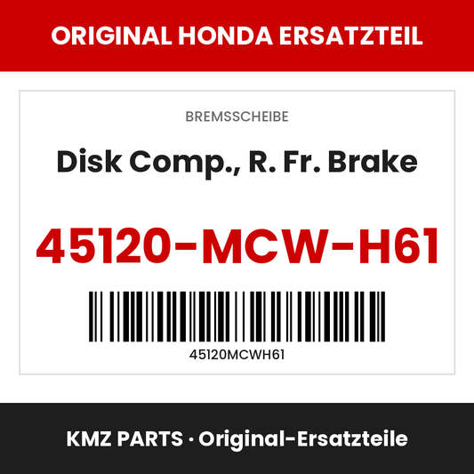 Honda Original Disk Comp., R. Fr. Brake 45120-MCW-H61