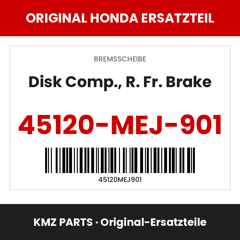 Honda Original Disk Comp., R. Fr. Brake 45120-MEJ-901