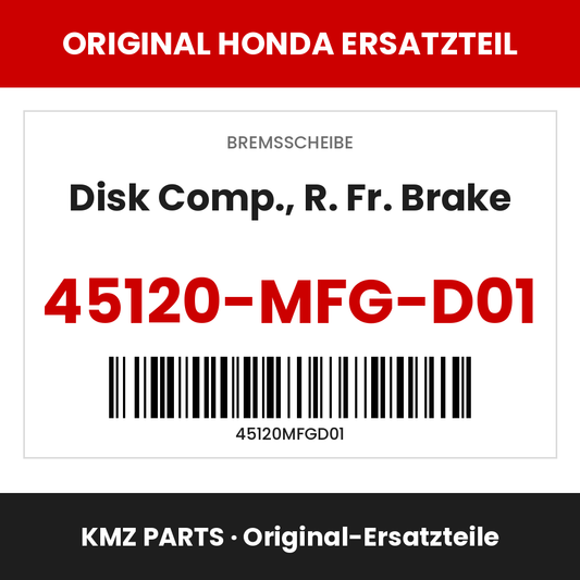 Honda Original Disk Comp., R. Fr. Brake 45120-MFG-D01