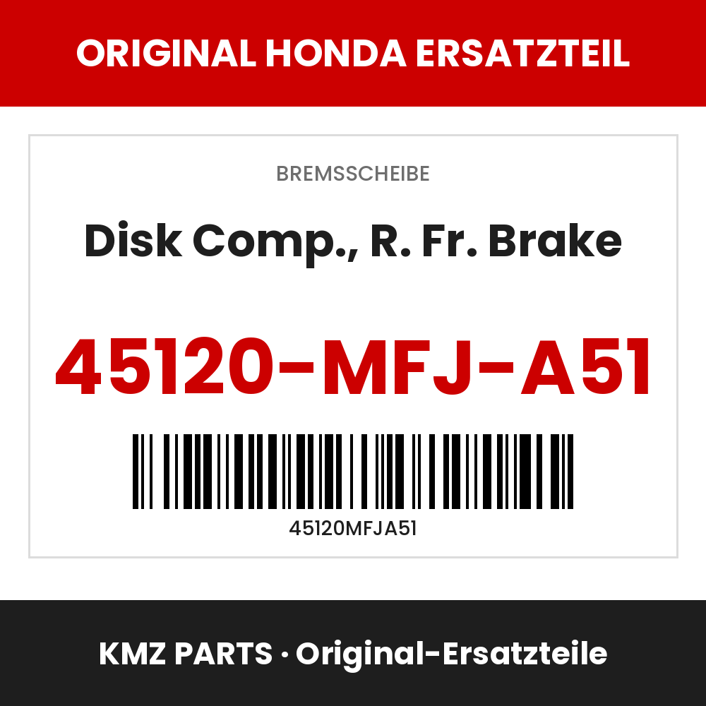 Honda Original Disk Comp., R. Fr. Brake 45120-MFJ-A51