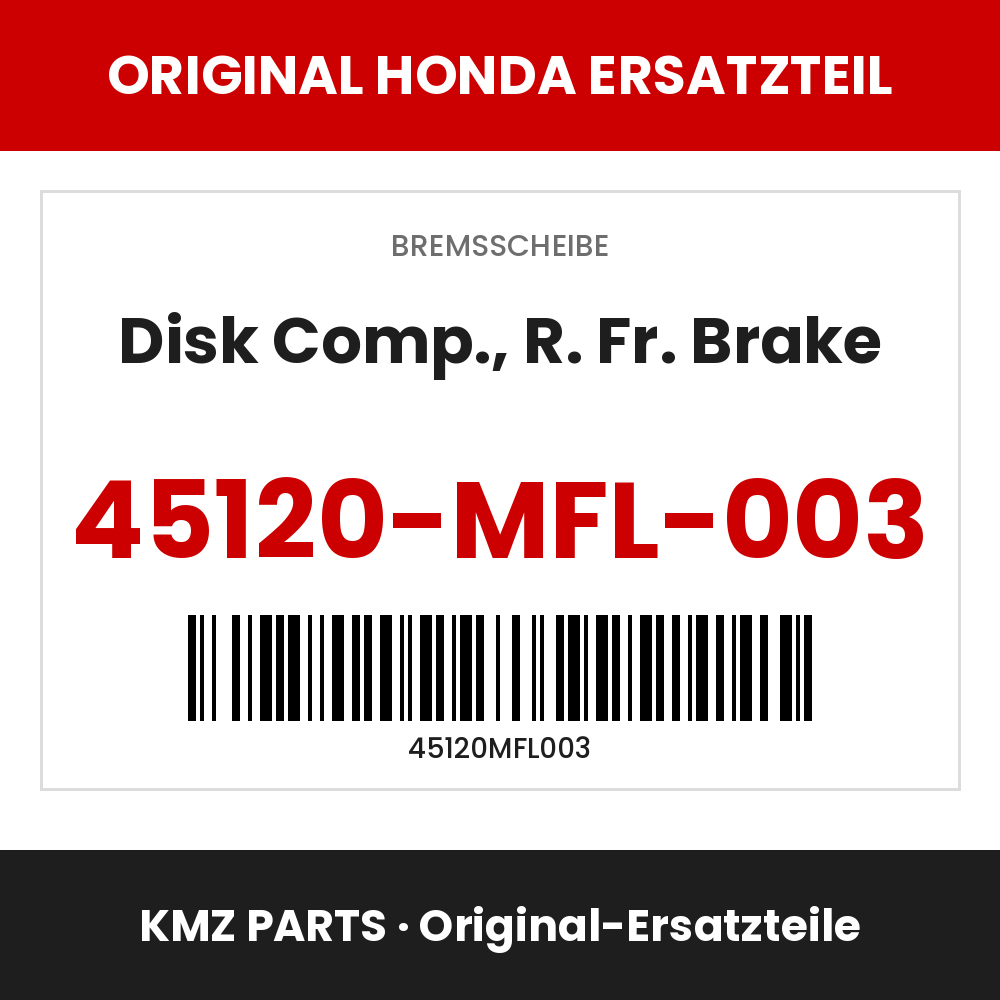 Honda Original Disk Comp., R. Fr. Brake 45120-MFL-003