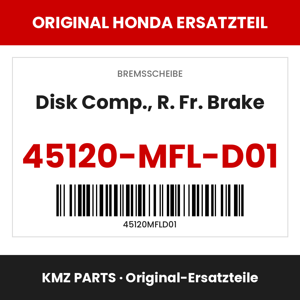 Honda Original Disk Comp., R. Fr. Brake 45120-MFL-D01