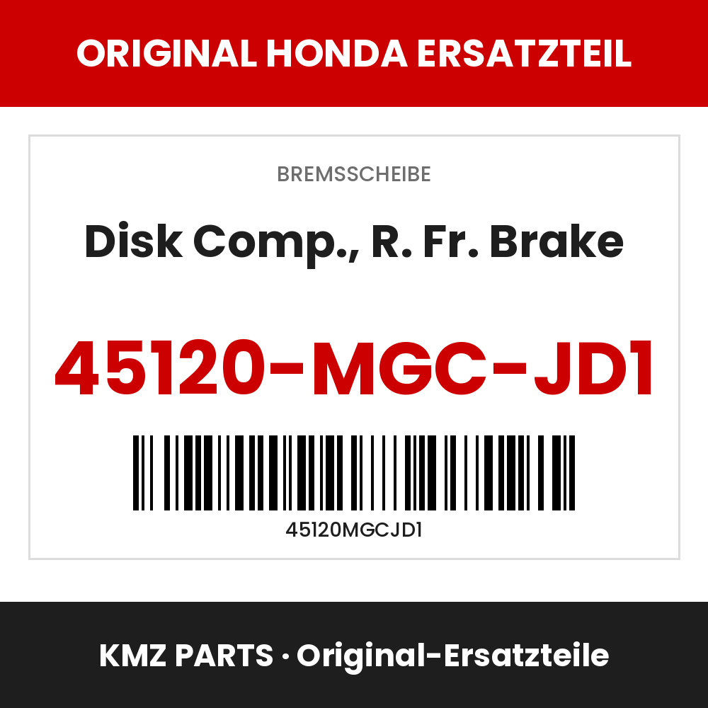 Honda Original Disk Comp., R. Fr. Brake 45120-MGC-JD1