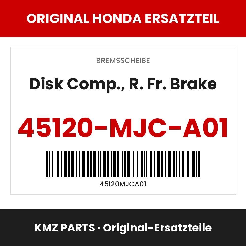 Honda Original Disk Comp., R. Fr. Brake 45120-MJC-A01