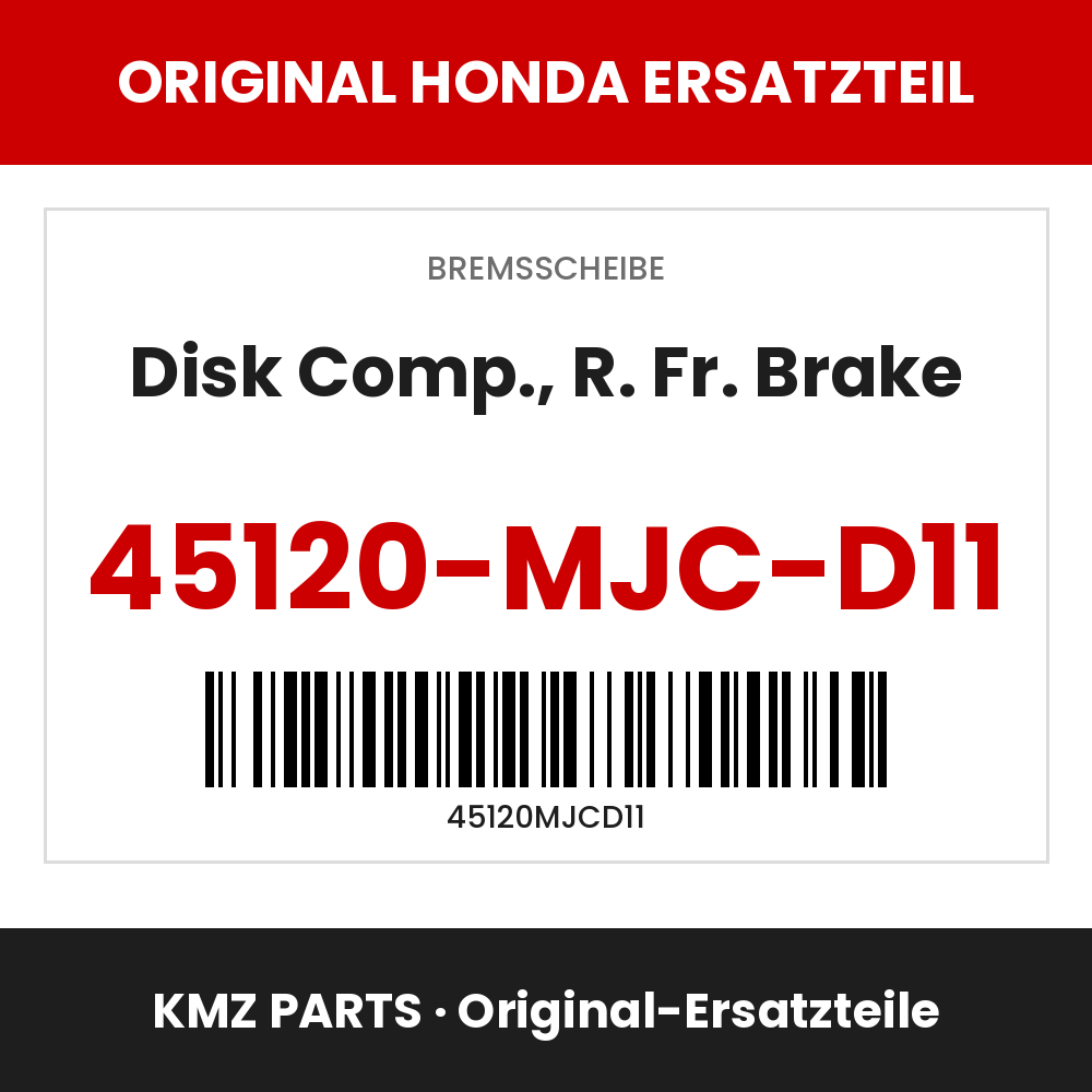 Honda Original Disk Comp., R. Fr. Brake 45120-MJC-D11