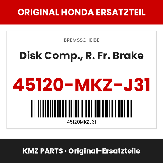 Honda Original Disk Comp., R. Fr. Brake 45120-MKZ-J31