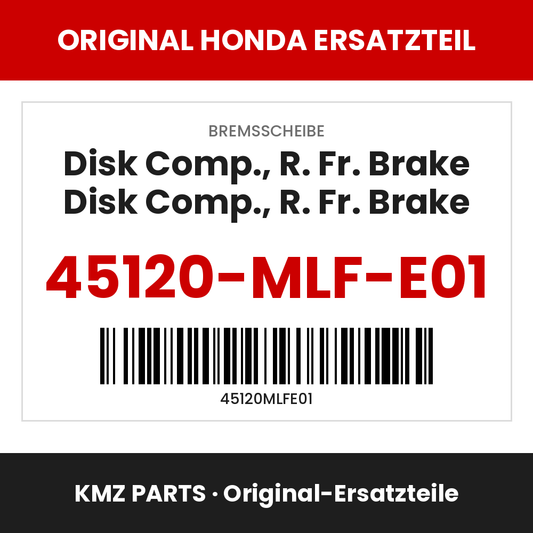 Honda Original Disk Comp., R. Fr. Brake Disk Comp., R. Fr. Brake 45120-MLF-E01