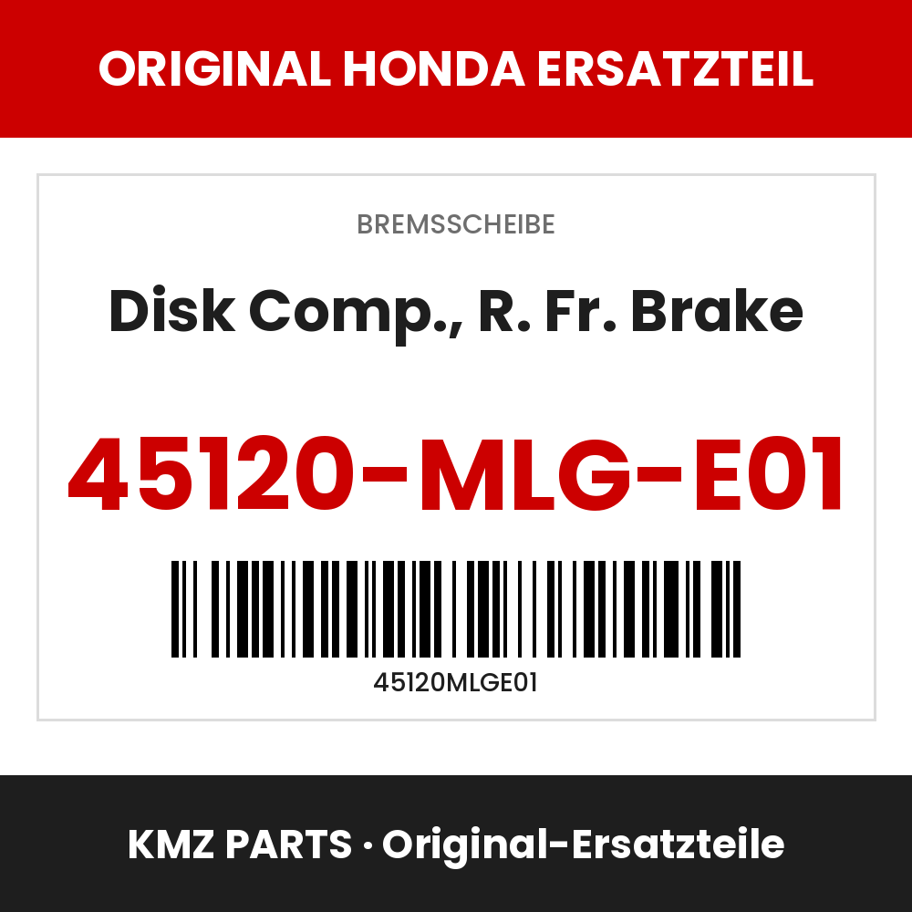 Honda Original Disk Comp., R. Fr. Brake 45120-MLG-E01