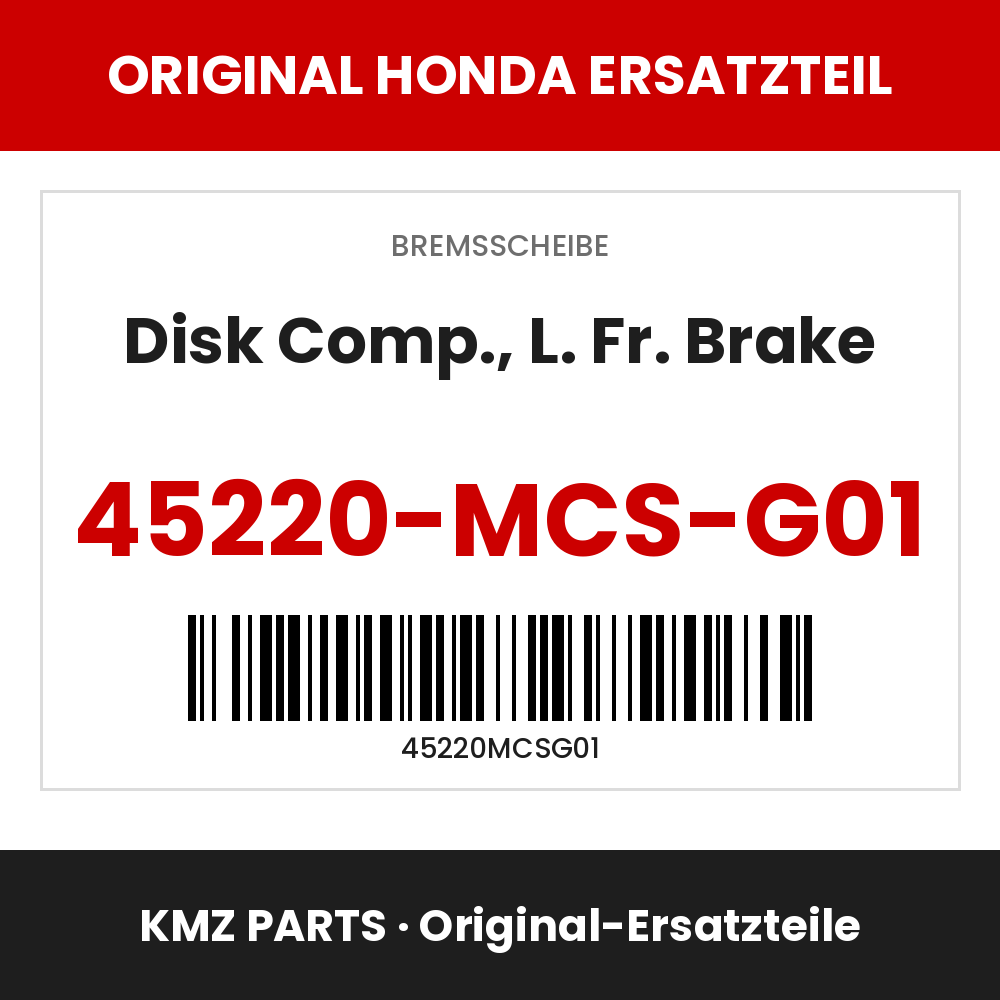 Honda Original Disk Comp., L. Fr. Brake 45220-MCS-G01