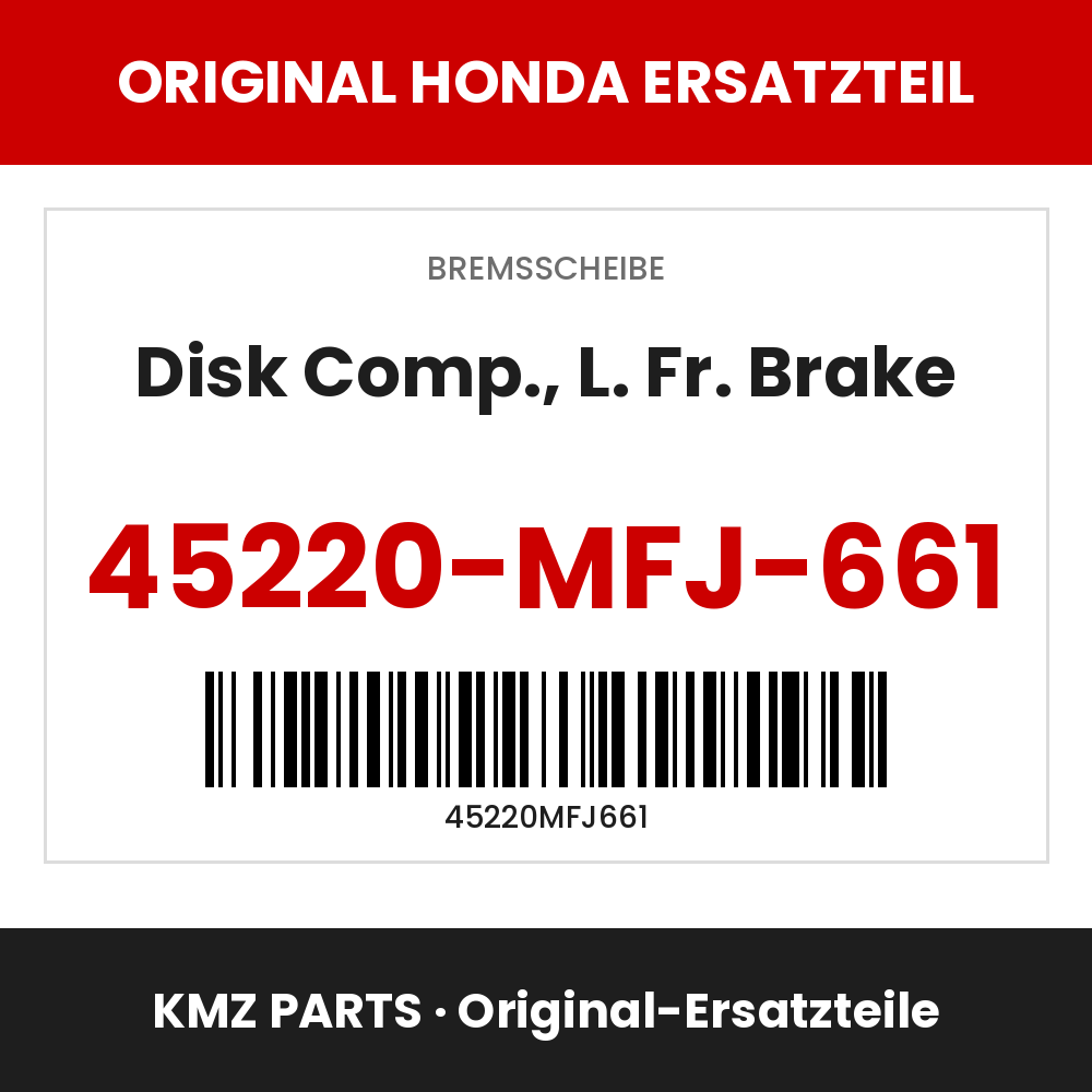 Honda Original Disk Comp., L. Fr. Brake 45220-MFJ-661