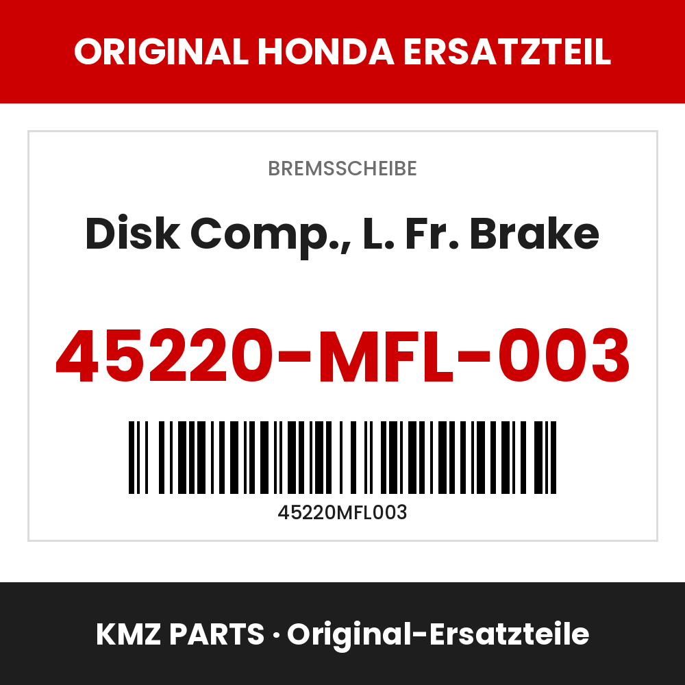 Honda Original Disk Comp., L. Fr. Brake 45220-MFL-003