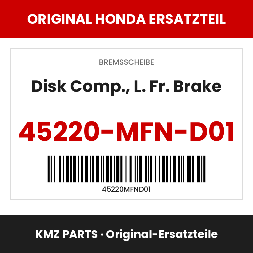 Honda Original Disk Comp., L. Fr. Brake 45220-MFN-D01