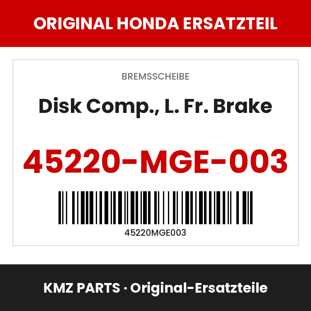 Honda Original Disk Comp., L. Fr. Brake 45220-MGE-003