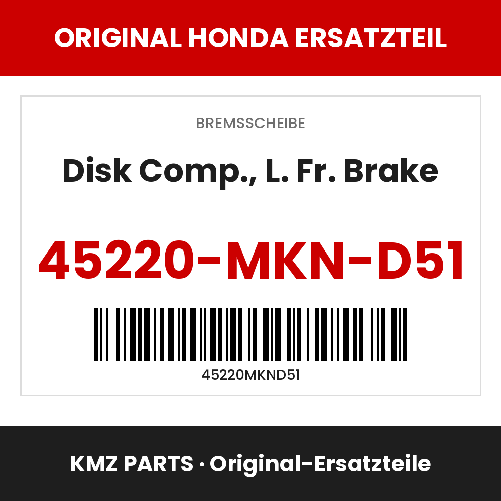 Honda Original Disk Comp., L. Fr. Brake 45220-MKN-D51