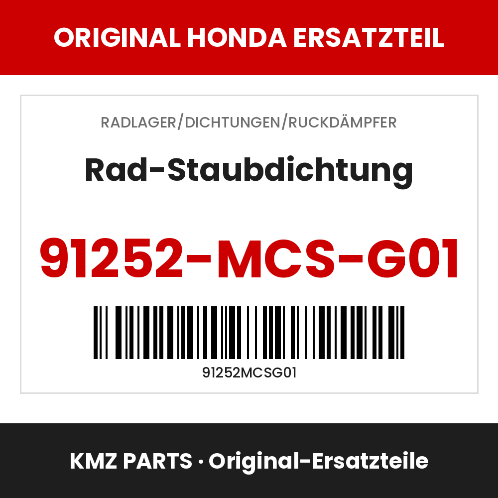 Honda Original Rad-Staubdichtung 91252-MCS-G01
