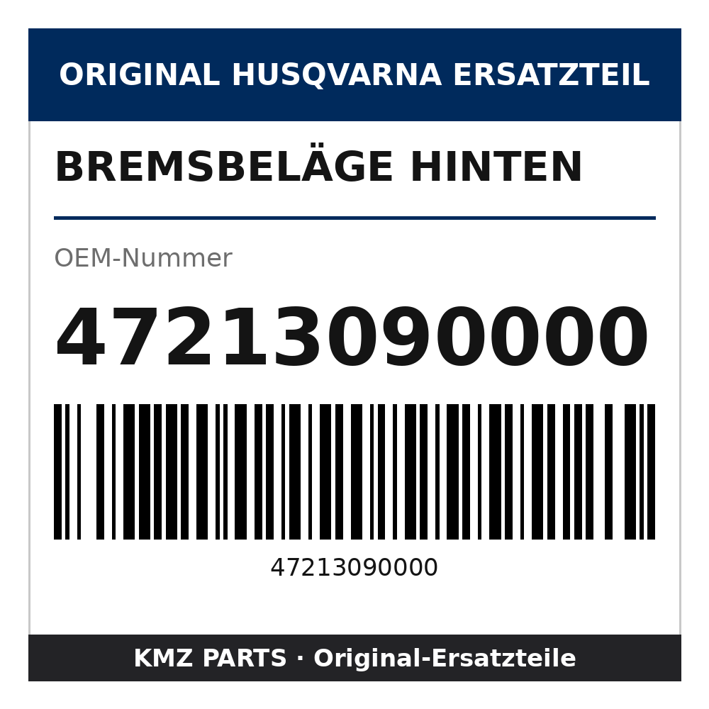 Husqvarna Original Bremsbeläge hinten 47213090000