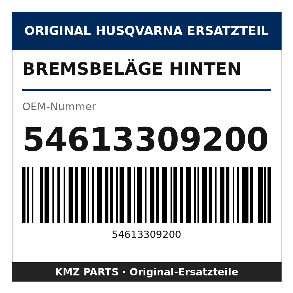 Husqvarna Original Bremsbeläge hinten 54613309200