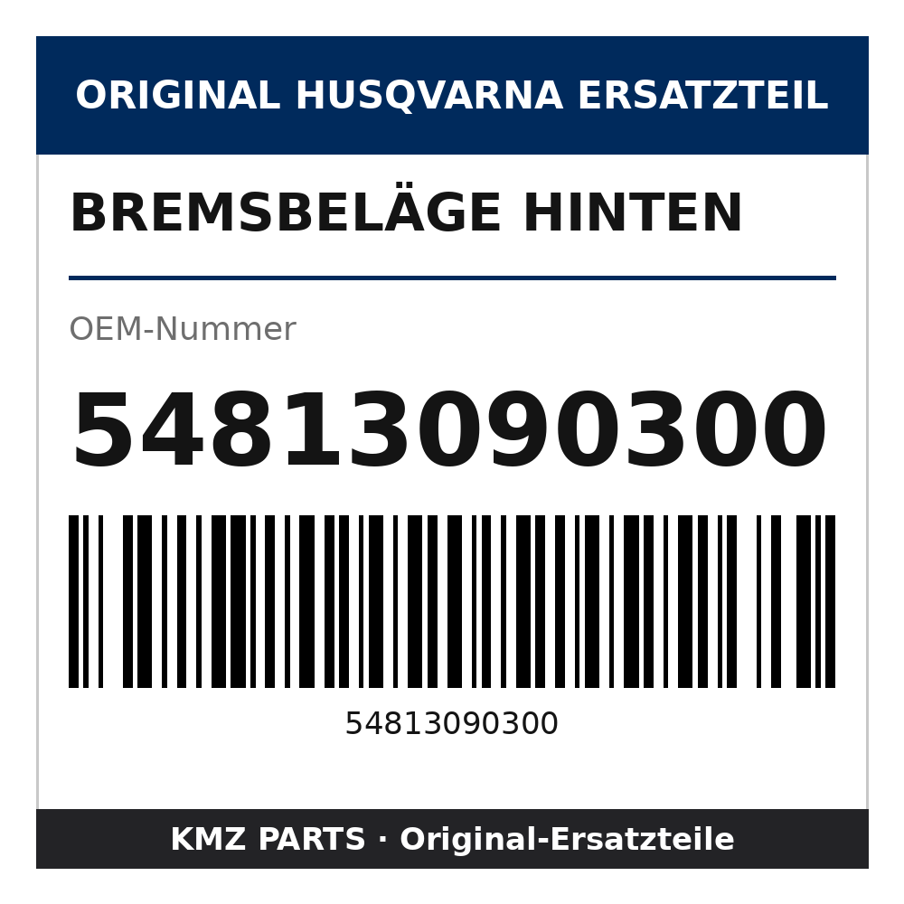 Husqvarna Original Bremsbeläge hinten 54813090300