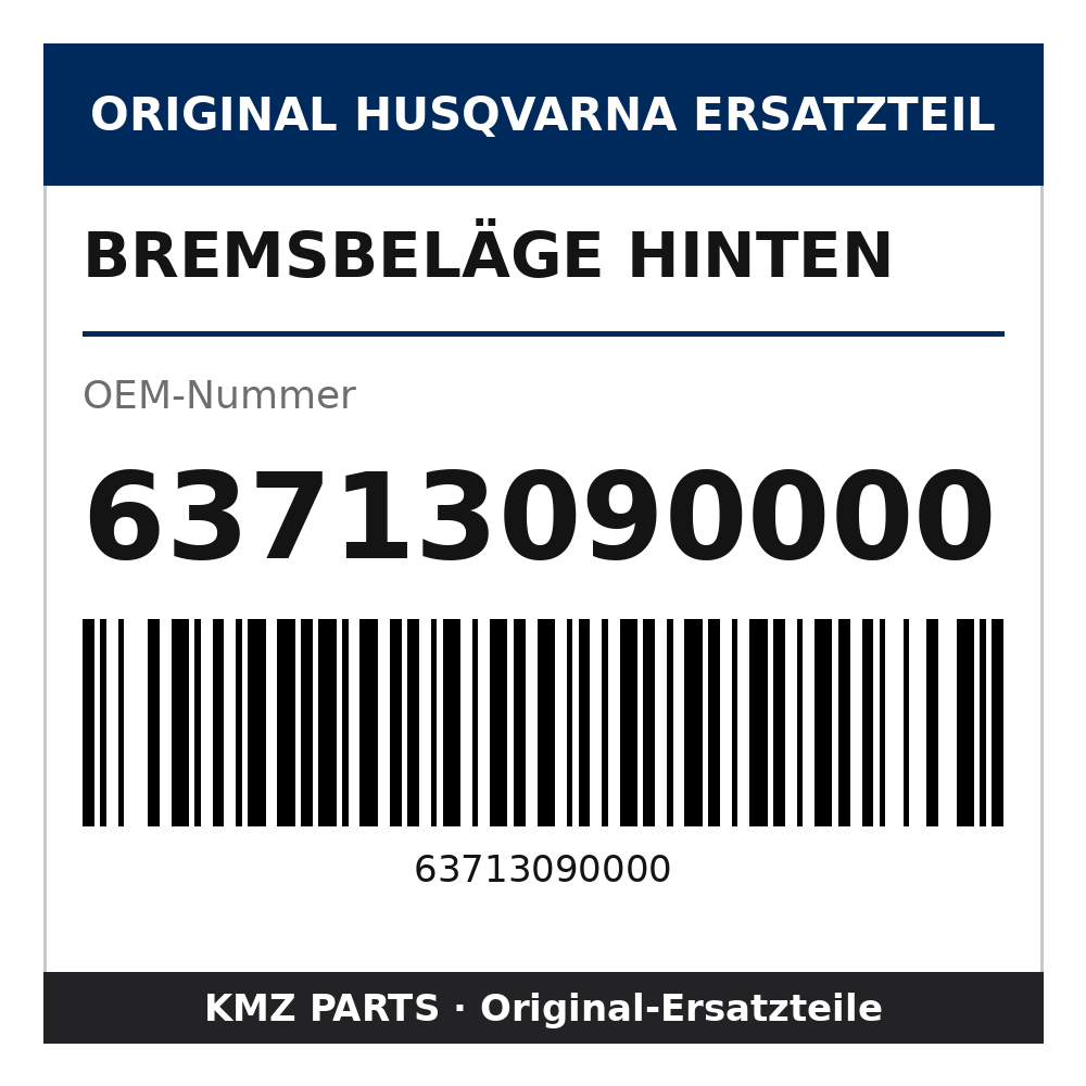 Husqvarna Original Bremsbeläge hinten 63713090000